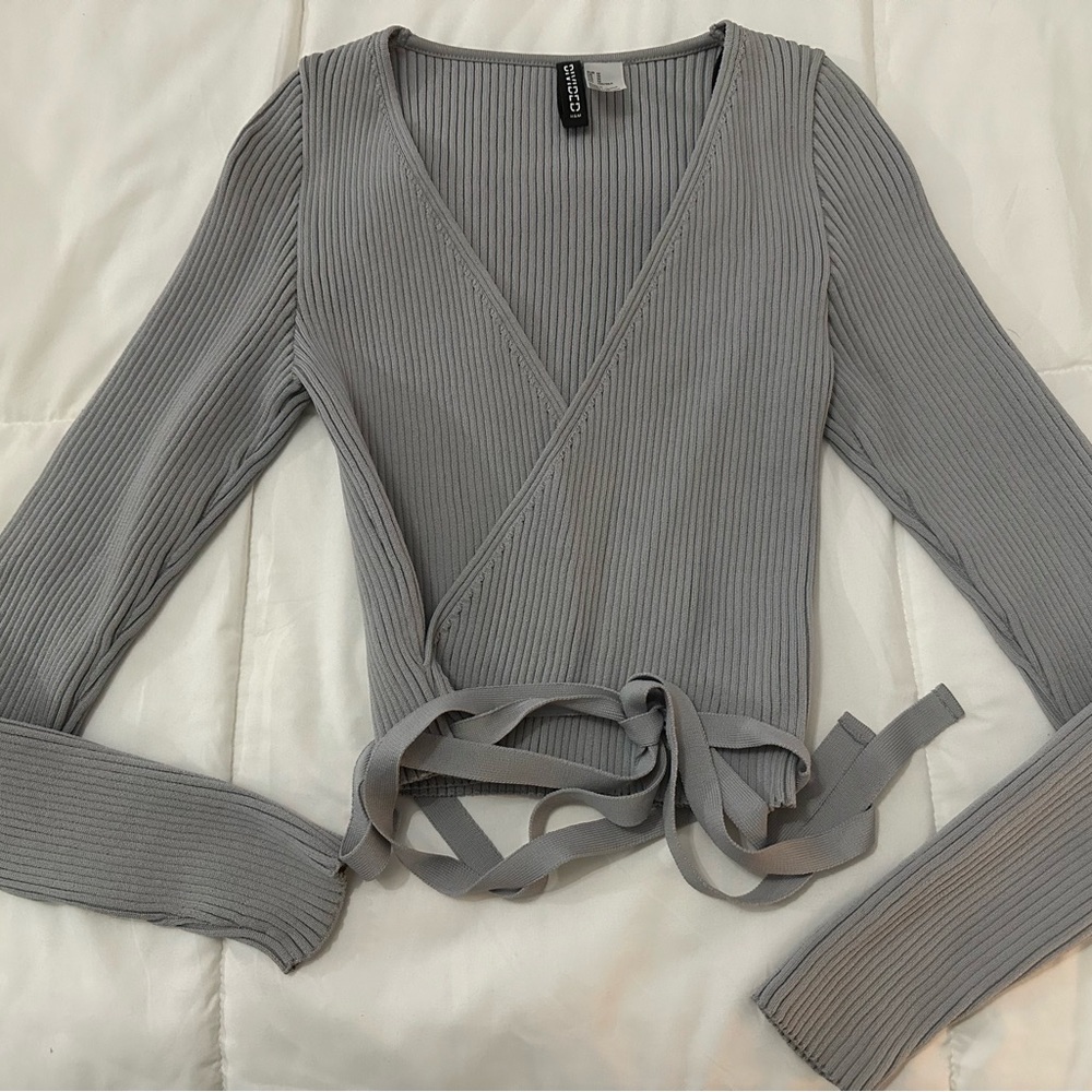 Gray Wrap Top